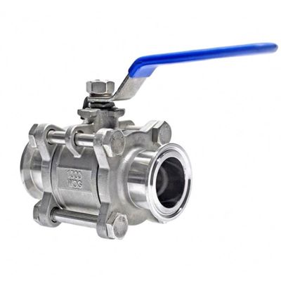 Válvula de bolas de sujeción tri para agua de acero inoxidable sanitario 304/316L certificada ISO9001