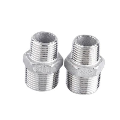 304/316L de acero inoxidable BSP/NPT Filamento masculino Hexagonal pezón para medios de agua 1/4''-4.0