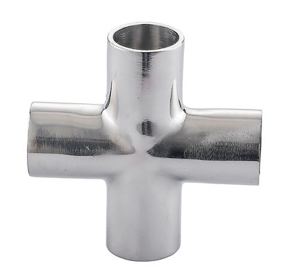 Código de cabeza redonda igual de acero inoxidable sanitario 304 316L soldado de 4 vías de tubos transversales