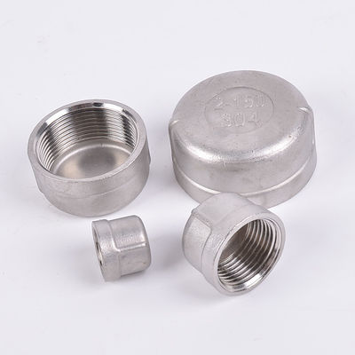 Acero inoxidable de fundición 201 304 persianas de plomería con rosca de tubo redondo Caps de ajuste de tubería de ajuste de cúpula extremo para la tapa masculina