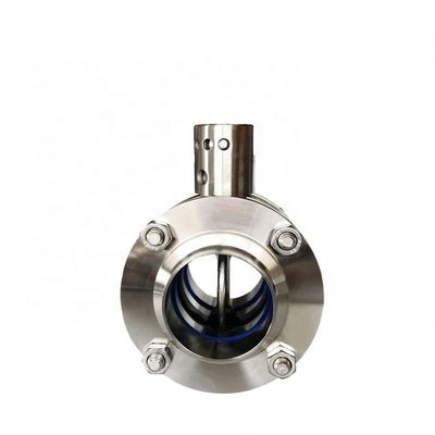 Acero inoxidable sanitario 304 316L Manual de tres piezas soldado con flanges de la oblea de la válvula de mariposa