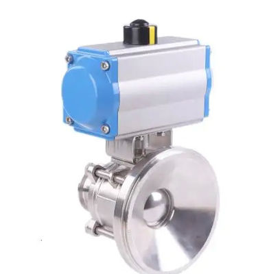304 316 Acero inoxidable, sujeción de soldadura higiénica, válvula de bolas con accionador neumático
