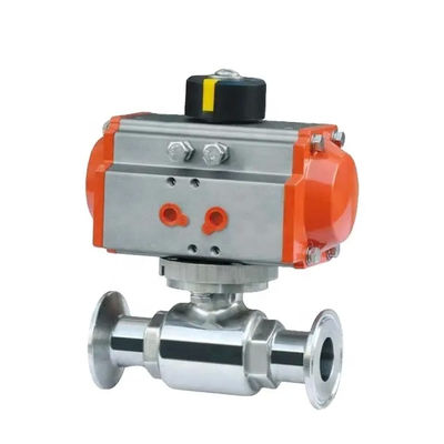 Acero inoxidable 304 Tri Clamp Conexión Sanitaria Seguridad alimentaria Pneumático válvula de bolas actuador