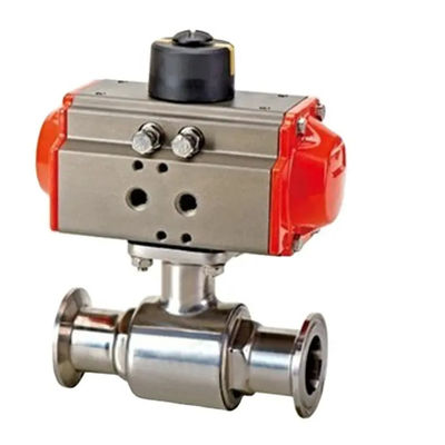 Acero inoxidable 304 Tri Clamp Conexión Sanitaria Seguridad alimentaria Pneumático válvula de bolas actuador