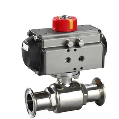 Acero inoxidable 304 Tri Clamp Conexión Sanitaria Seguridad alimentaria Pneumático válvula de bolas actuador
