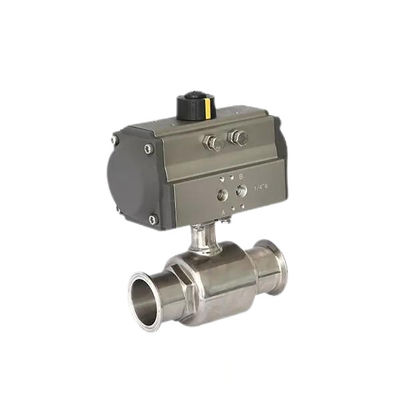 Acero inoxidable 304 Tri Clamp Conexión Sanitaria Seguridad alimentaria Pneumático válvula de bolas actuador