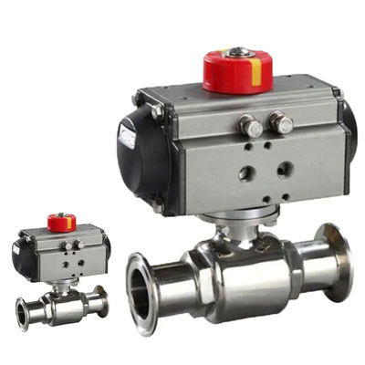 Acero inoxidable 304 Tri Clamp Conexión Sanitaria Seguridad alimentaria Pneumático válvula de bolas actuador