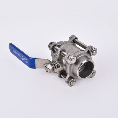 Acero inoxidable 304 3PC válvula de bolas para medios de agua plata tri-clampada de trébol tubo revestido