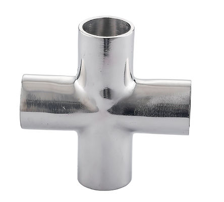 Acero inoxidable higiénico ISO 304 316 de 4 vías de ajuste de tubería soldado cruzada abrazada