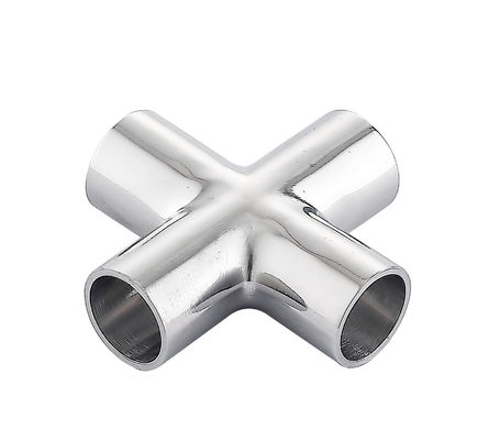 Acero inoxidable higiénico ISO 304 316 de 4 vías de ajuste de tubería soldado cruzada abrazada