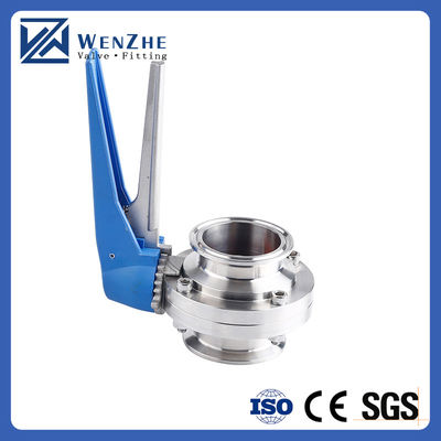Higiénica de acero inoxidable 304/316L de sujeción manual válvula de mariposa para farmacia láctea