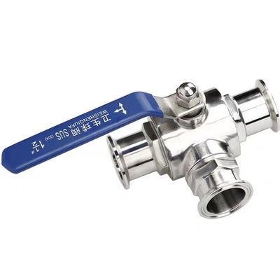Acero inoxidable 304 316 316L fundición sanitario de 3 vías manual válvula de bola 1/2 pulgada DIN 3A SMS