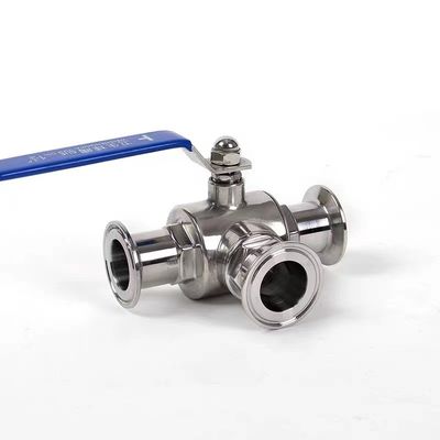 Acero inoxidable 304 316 316L fundición sanitario de 3 vías manual válvula de bola 1/2 pulgada DIN 3A SMS