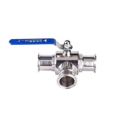 Acero inoxidable 304 316 316L fundición sanitario de 3 vías manual válvula de bola 1/2 pulgada DIN 3A SMS