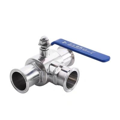 Acero inoxidable 304 316 316L fundición sanitario de 3 vías manual válvula de bola 1/2 pulgada DIN 3A SMS