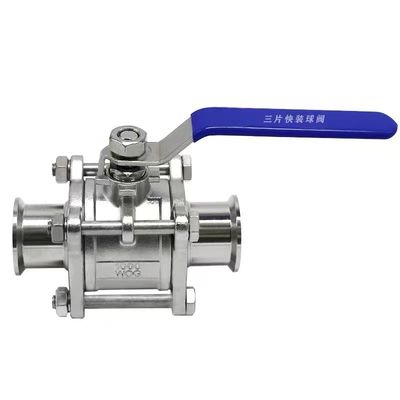 WZ de acero inoxidable de grado alimenticio 304 316 316L válvula de bolas sanitario de vacío 3pc válvulas de bolas DIN SMS 3A
