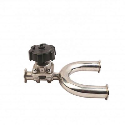 Válvula de diafragma de tipo U de acero inoxidable sanitario con material de cuerpo SS304/SS316L