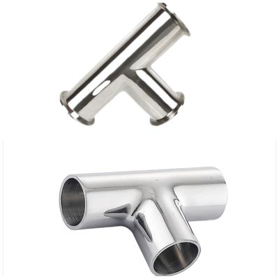 DN15-DN300 Sanitario de grado alimentario de acero inoxidable de soldadura sanitario/clampada igual Tee SS304 316L