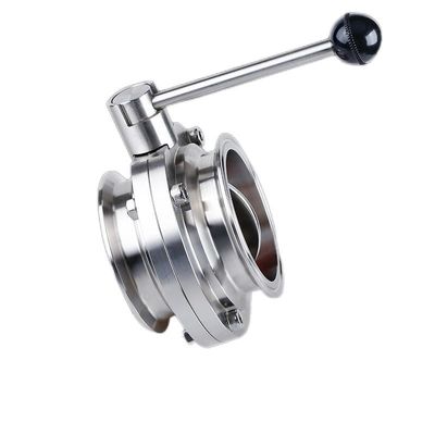Estructura BUTTERFLY DN15-200 Sanitaria de acero inoxidable 304 / 316L Manual válvula de sujeción tri