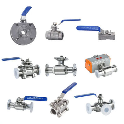 Apoyo personalizado OEM de acero inoxidable sanitario 304/316L Tri Clamp 3PC válvula de bola con actuador neumático