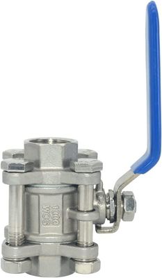 Válvula de bola de cabeza redonda 1/2 pulgadas NPT roscado de acero inoxidable 304 femenino 3 piezas de puerto completo