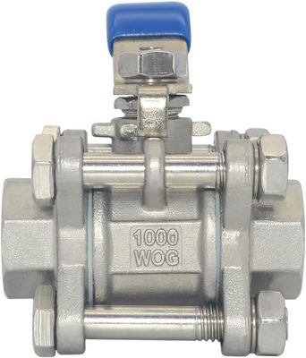 Válvula de bola de cabeza redonda 1/2 pulgadas NPT roscado de acero inoxidable 304 femenino 3 piezas de puerto completo