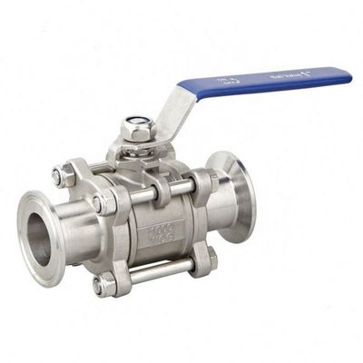 Válvula de bolas de sujeción tri para agua de acero inoxidable sanitario 304/316L certificada ISO9001