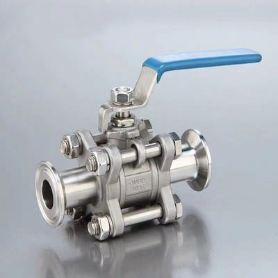 Válvula de bolas de sujeción tri para agua de acero inoxidable sanitario 304/316L certificada ISO9001