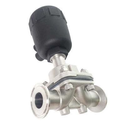 Válvula de diafragma neumática de acero inoxidable 316L para medios de agua DN15-DN57 Tamaño del puerto