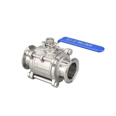 DN20-DN300 Sanitaria de acero inoxidable 3pcs válvula de bolas con conexión y tamaño de tri abrazadera