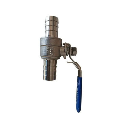 Plata WZ 1/2 "acero inoxidable 304 2PC válvula de bola de manguera de púas con rosca SS válvula de bola de manguera roscada