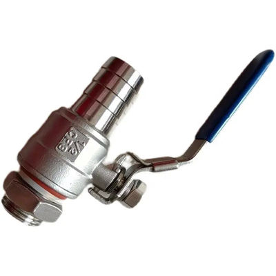 Plata WZ 1/2 "acero inoxidable 304 2PC válvula de bola de manguera de púas con rosca SS válvula de bola de manguera roscada