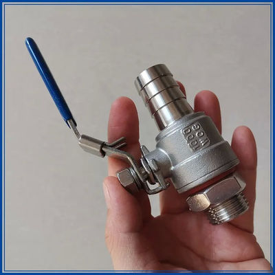 Plata WZ 1/2 "acero inoxidable 304 2PC válvula de bola de manguera de púas con rosca SS válvula de bola de manguera roscada