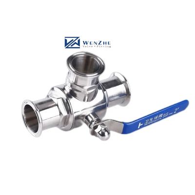 Valva de bola de 3 vías de acero inoxidable de tipo tri-prisión SS304/SS316L