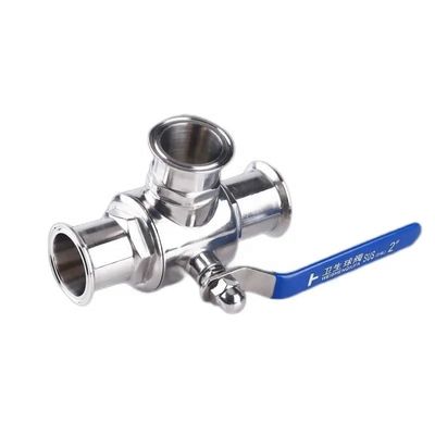 Valva de bola de 3 vías de acero inoxidable de tipo tri-prisión SS304/SS316L