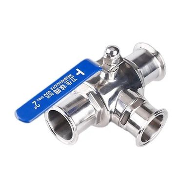 Valva de bola de 3 vías de acero inoxidable de tipo tri-prisión SS304/SS316L