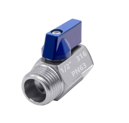 Acero inoxidable 301/304/316 1/2" Mini válvula de bola femenina x masculina NPT válvula de cierre de rosca