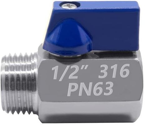 Acero inoxidable 301/304/316 1/2" Mini válvula de bola femenina x masculina NPT válvula de cierre de rosca