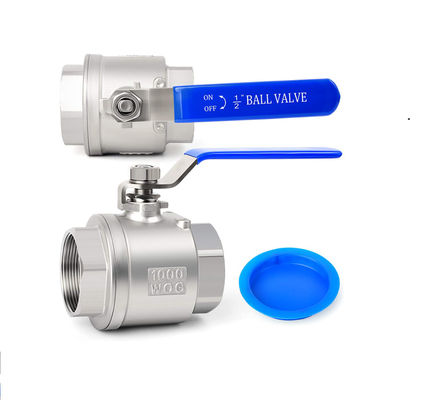 304 de acero inoxidable 1/2 pulgadas FNPT Valva de bola de puerto completo de trabajo pesado con asas azules