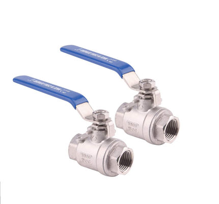 304 de acero inoxidable 1/2 pulgadas FNPT Valva de bola de puerto completo de trabajo pesado con asas azules