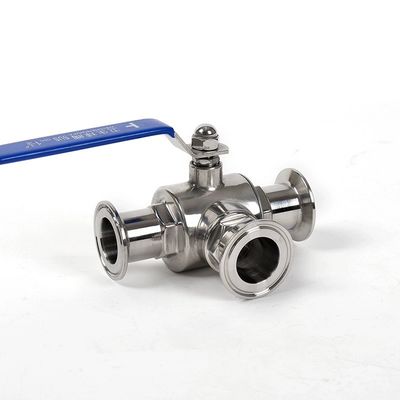 Válvula de bola de acero inoxidable sanitario 304 316 316L Triclampada de 3 vías Tipo T Tipo L