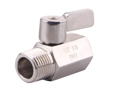 Válvula de cerradura de bola mini NPT Hembra x Hombre en acero inoxidable igual 301/304/316