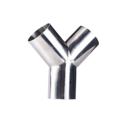 Conector sanitario de acero inoxidable Y tipo 3 con conexión de soldadura de tres pinzas