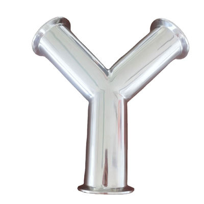 Conector sanitario de acero inoxidable Y tipo 3 con conexión de soldadura de tres pinzas
