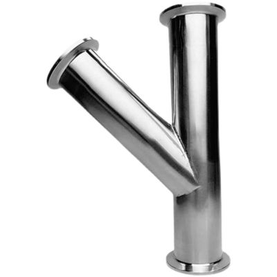 Conector sanitario de acero inoxidable Y tipo 3 con conexión de soldadura de tres pinzas