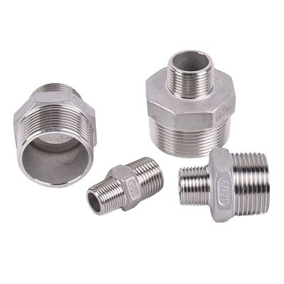 Pipa de hilo de acero inoxidable sanitario de plata hexagonal masculina