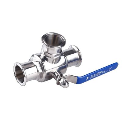 Sanitaria SS304/SS316L válvula de bolas tri-clamp con función de 3 vías y en 1/2 '' 6' tamaños