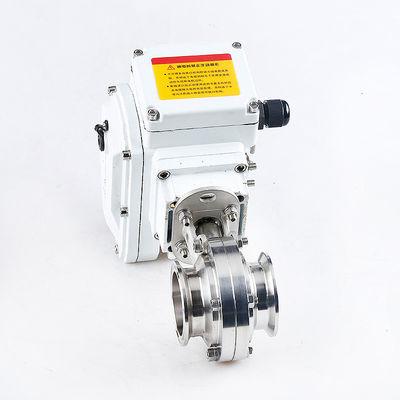 Válvula de mariposa de acero inoxidable sanitario 304/316L con accionador eléctrico