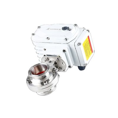 Válvula de mariposa de acero inoxidable sanitario 304/316L con accionador eléctrico