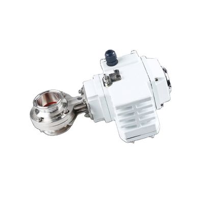 Válvula de mariposa de acero inoxidable sanitario 304/316L con accionador eléctrico